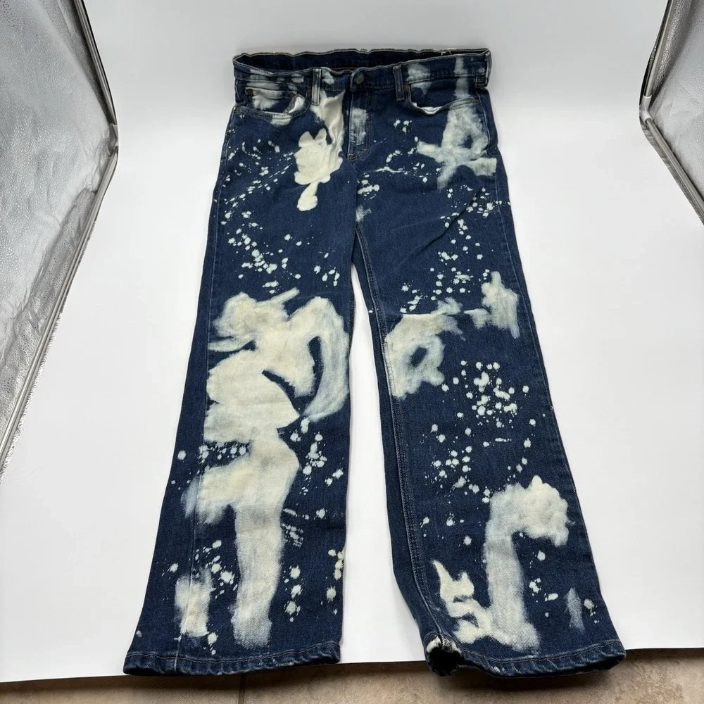 Levi's 541 Athletic Taper Jeans Mens 34x34 Blue Denim Custom Bleach Splash Dye